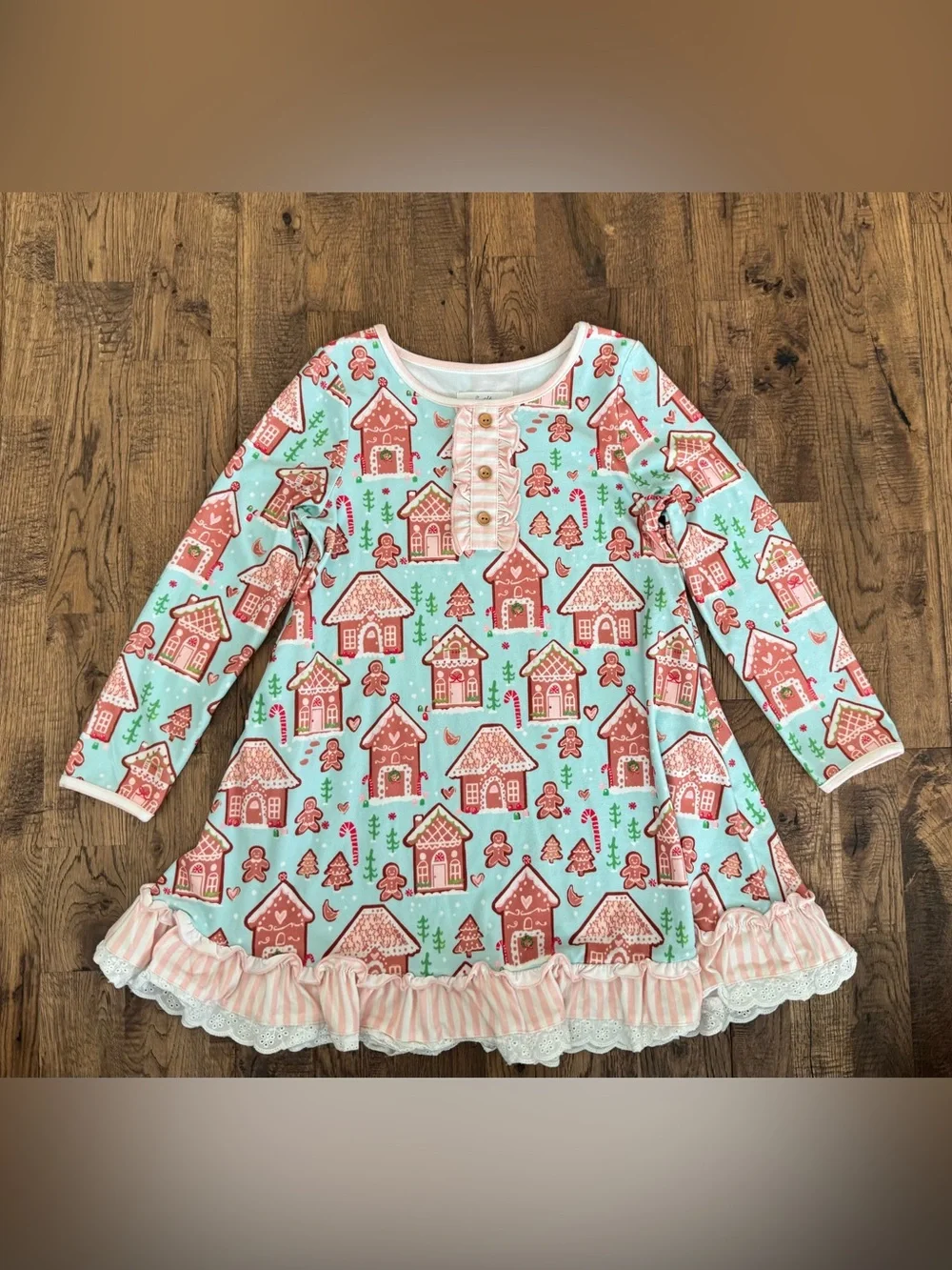 Sweet Honey‎ Gingerbread Nightgown Bloomer Set Gown Short Ruffles Size 6 C